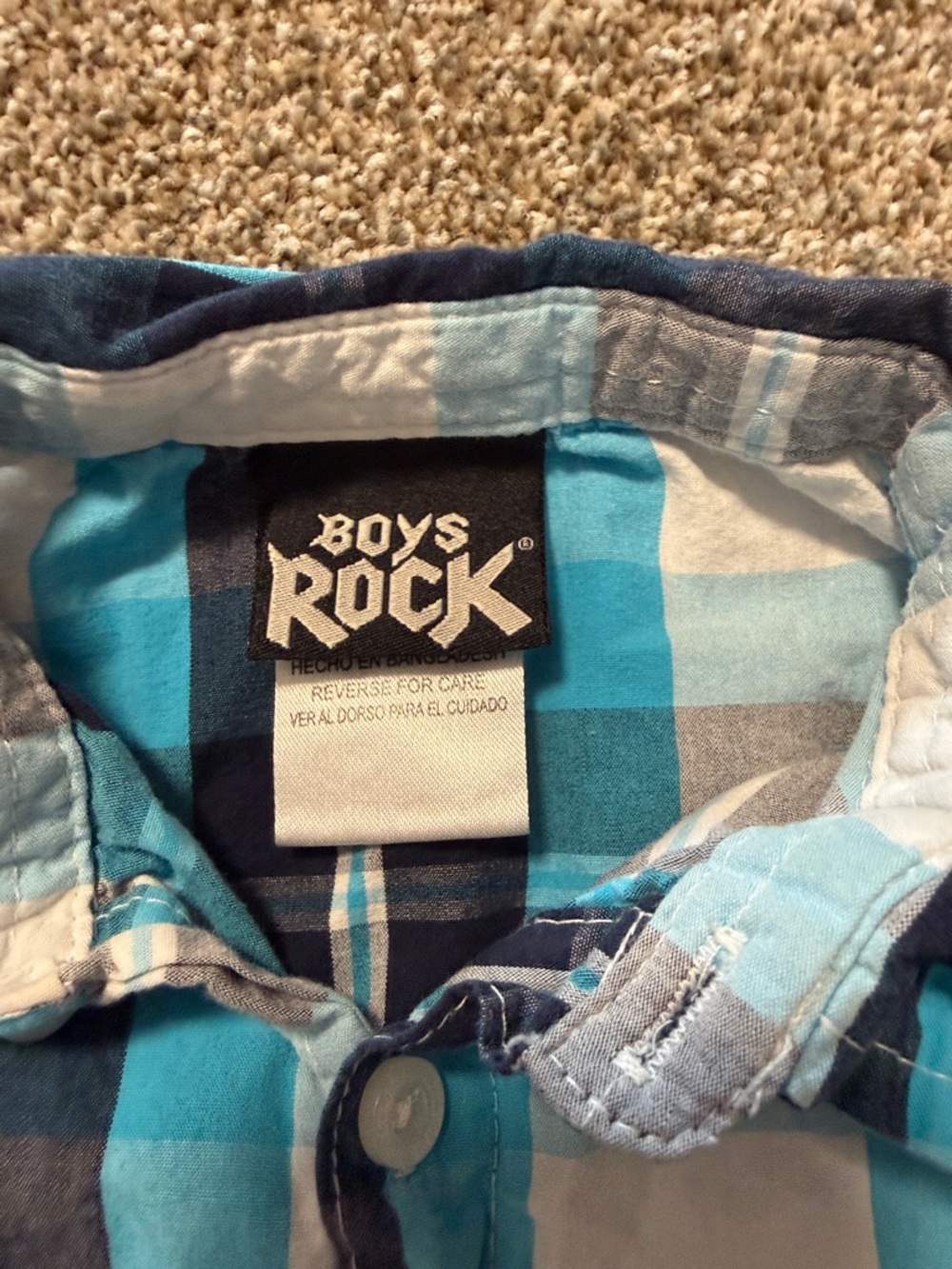Boys Rock Blue Plaid Button-Up Shirt - Picture 2 of 7